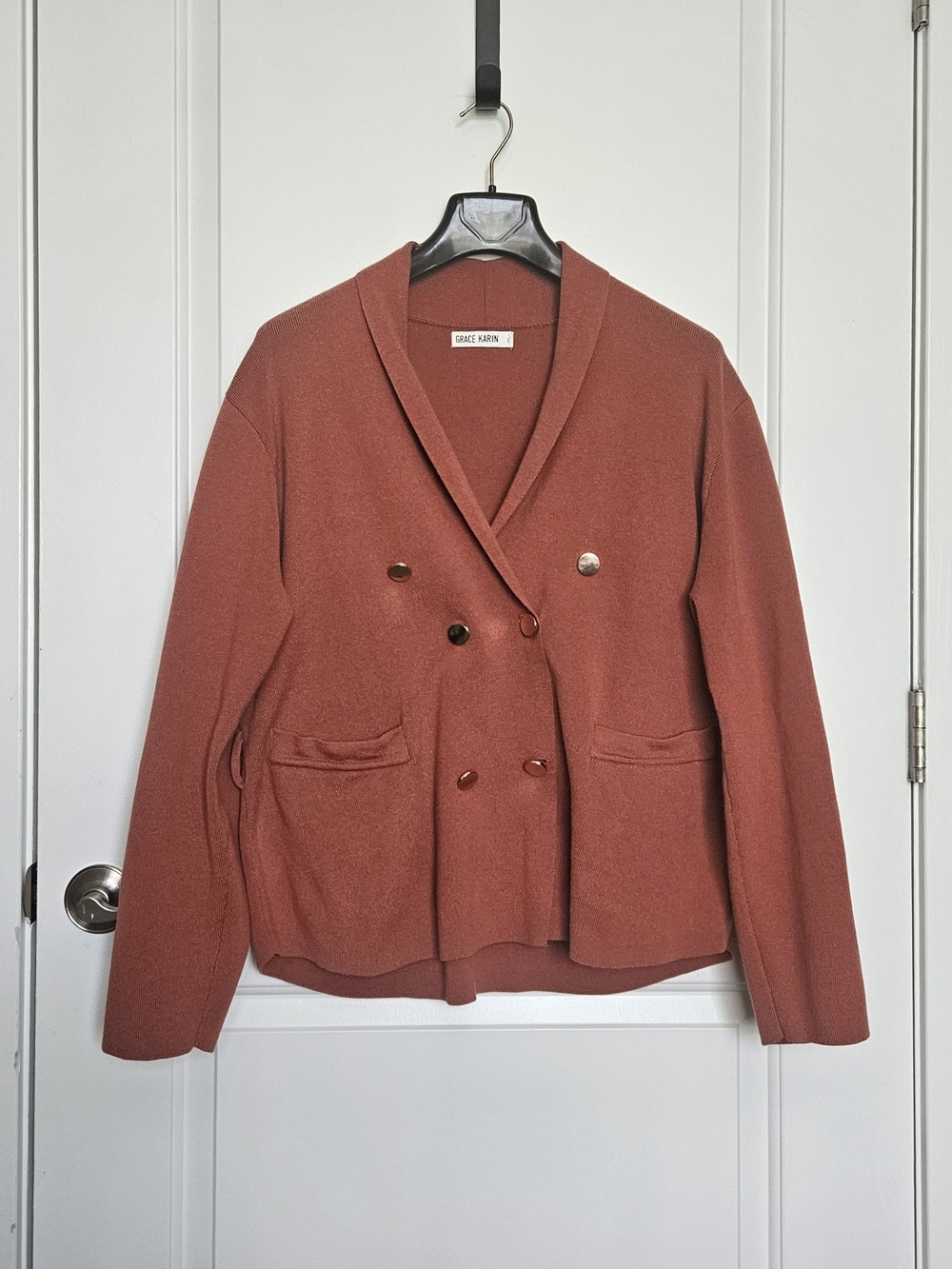 Grace Karin Women's Plus Size 2XL Double-Breasted Sweater Blazer